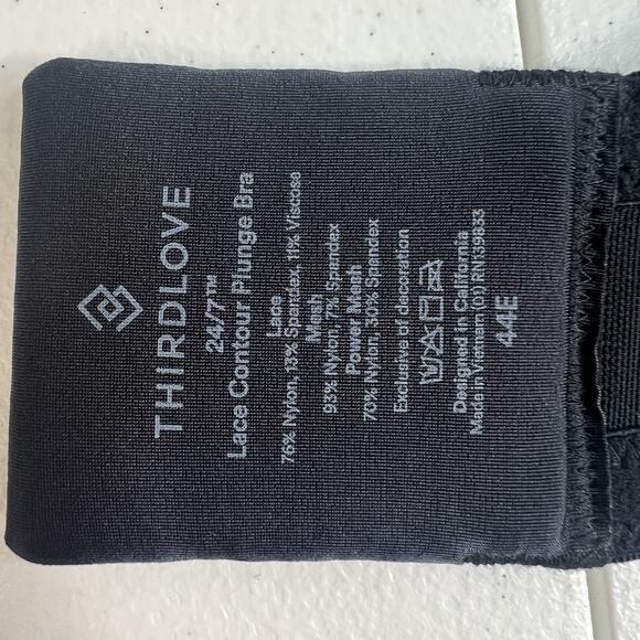 ThirdLove 44E 24/7 Lace Contour Plunge Bra Womens Black Nude Underwire Padded - Picture 11 of 13